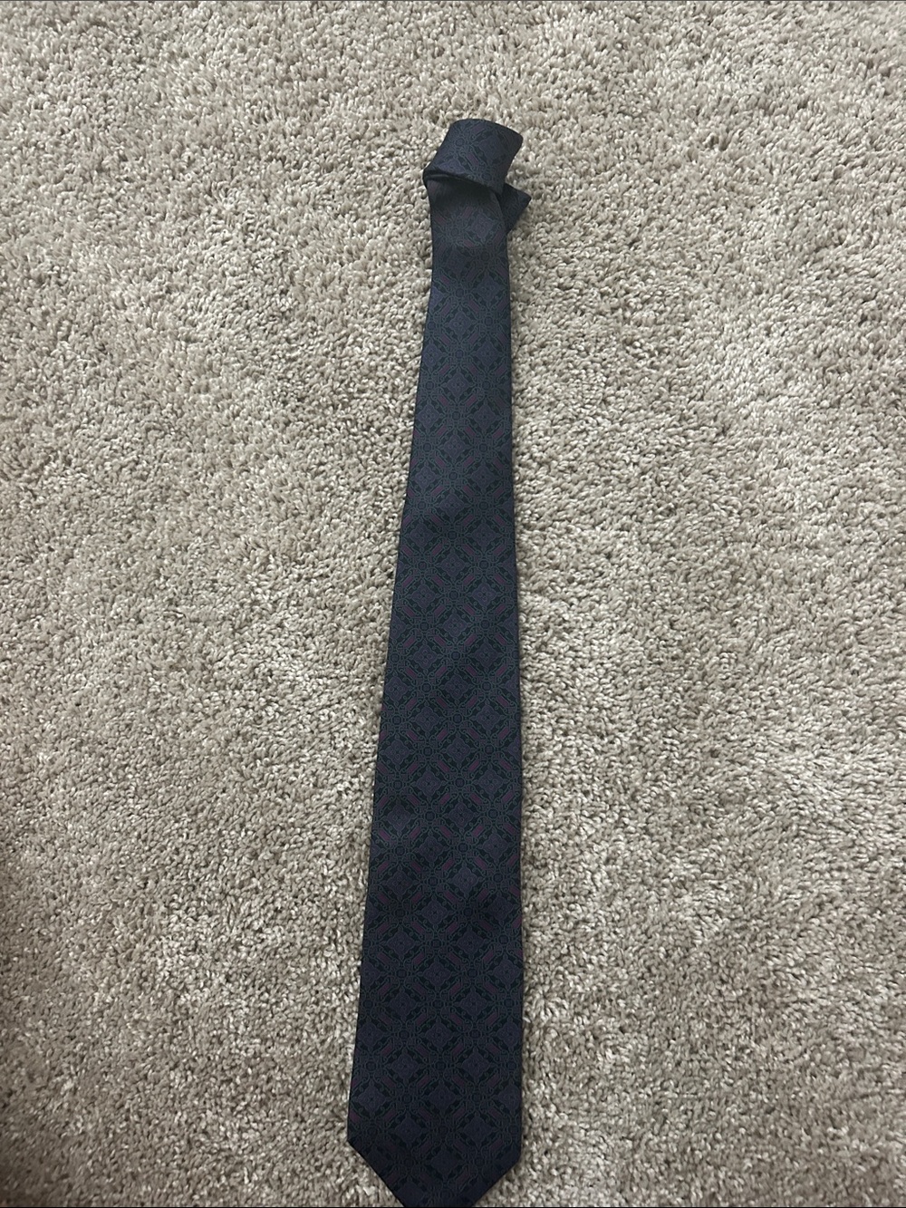Lord & Taylor Dark Navy Geometric Silk Tie